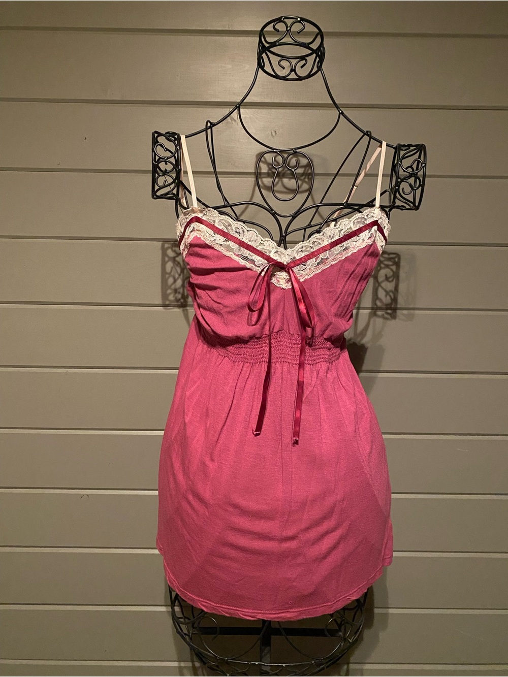 Charlotte Russe Pink Lace-Trim Chemise